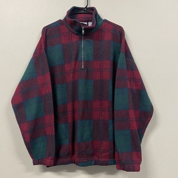 Vintage 90s Jerzees 1/4 Zip Sweatshirt Size XL Plaid Arab Emirates - Picture 1 of 7